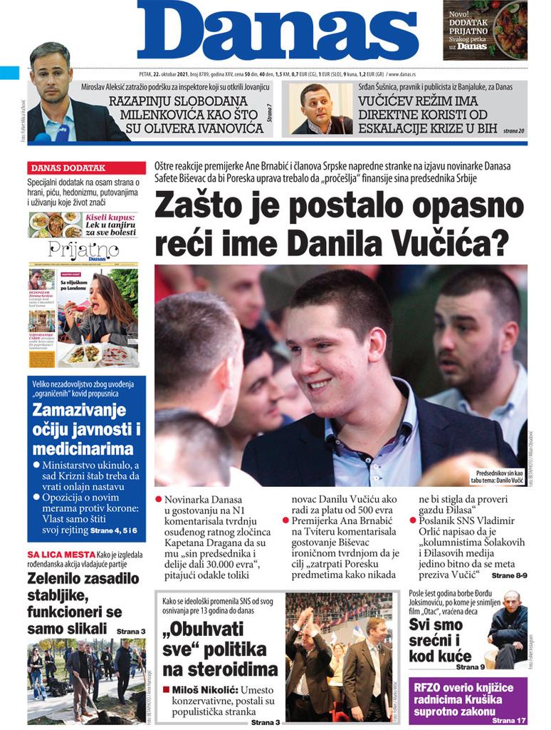 Naslovna za 22. oktobar 2021. 1