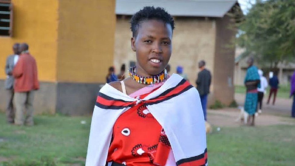 Sokoita Sirom Ngoitoi wears a traditional dress