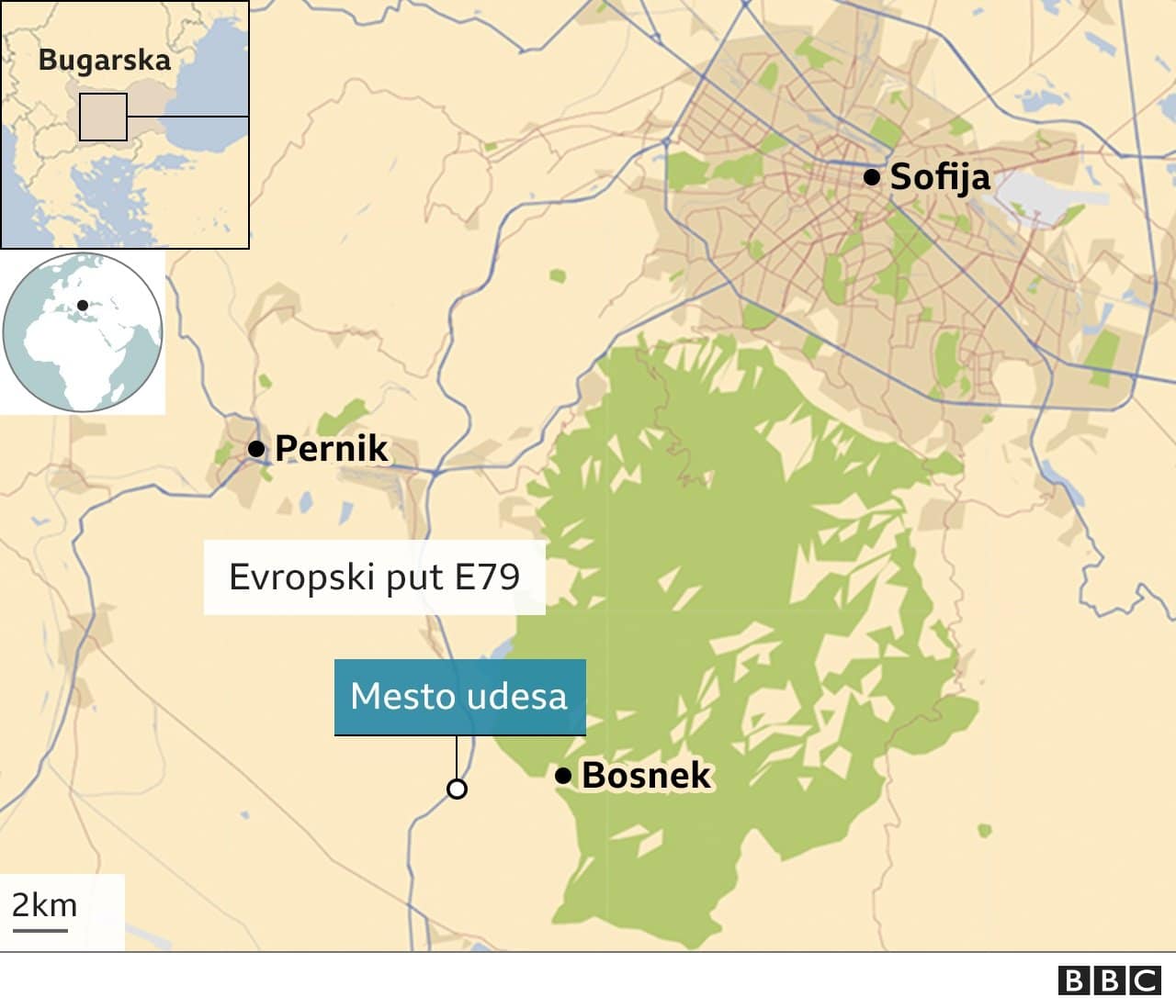 Saobraćaj i tragedija: Teška nesreća u Bugarskoj - 46 ljudi izgorelo u autobusu makedonskih tablica, preživeli se spasli pošto su razbili prozor 3 Sofija mapa