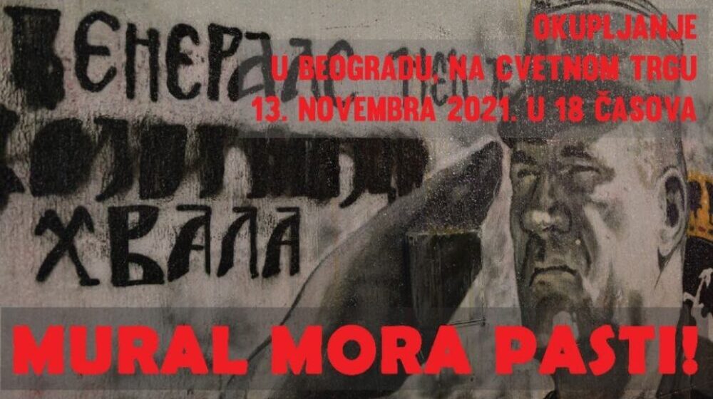 Protest zbog murala Ratku Mladiću 13. novembra na Cvetnom trgu 1