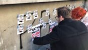Lepljenje nalepnica preko grafita Ratku Mladiću Protest antifašista i umetnika zbog grafita Ratku Mladiću na Domu omladine (FOTO) 4