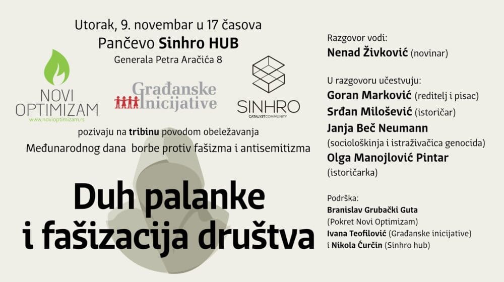 Tribina "Duh palanke i fašizacija društva" Novog optimizma 9. novembra u Pančevu 1