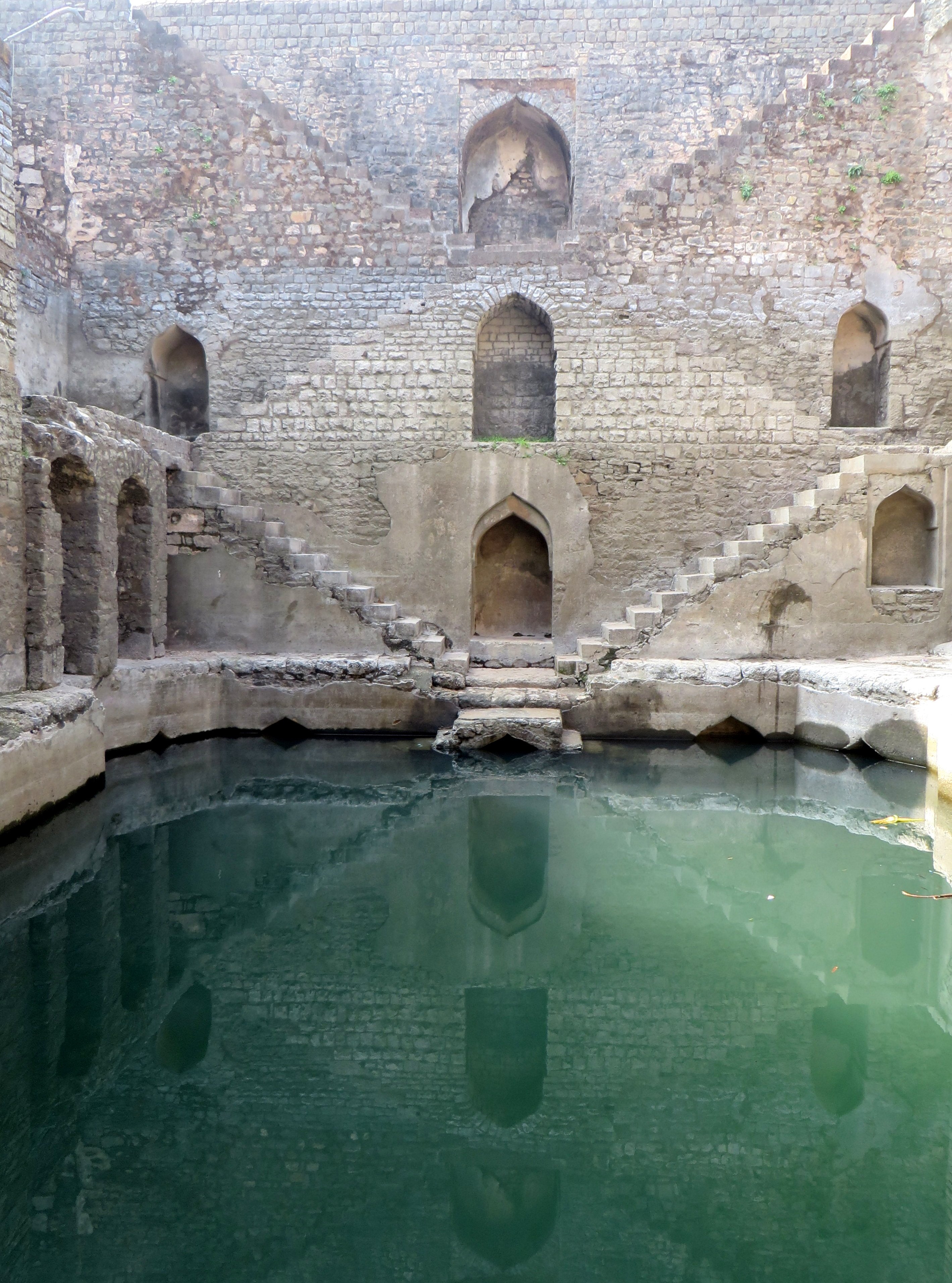 A pool at the base of an Indian stepwell