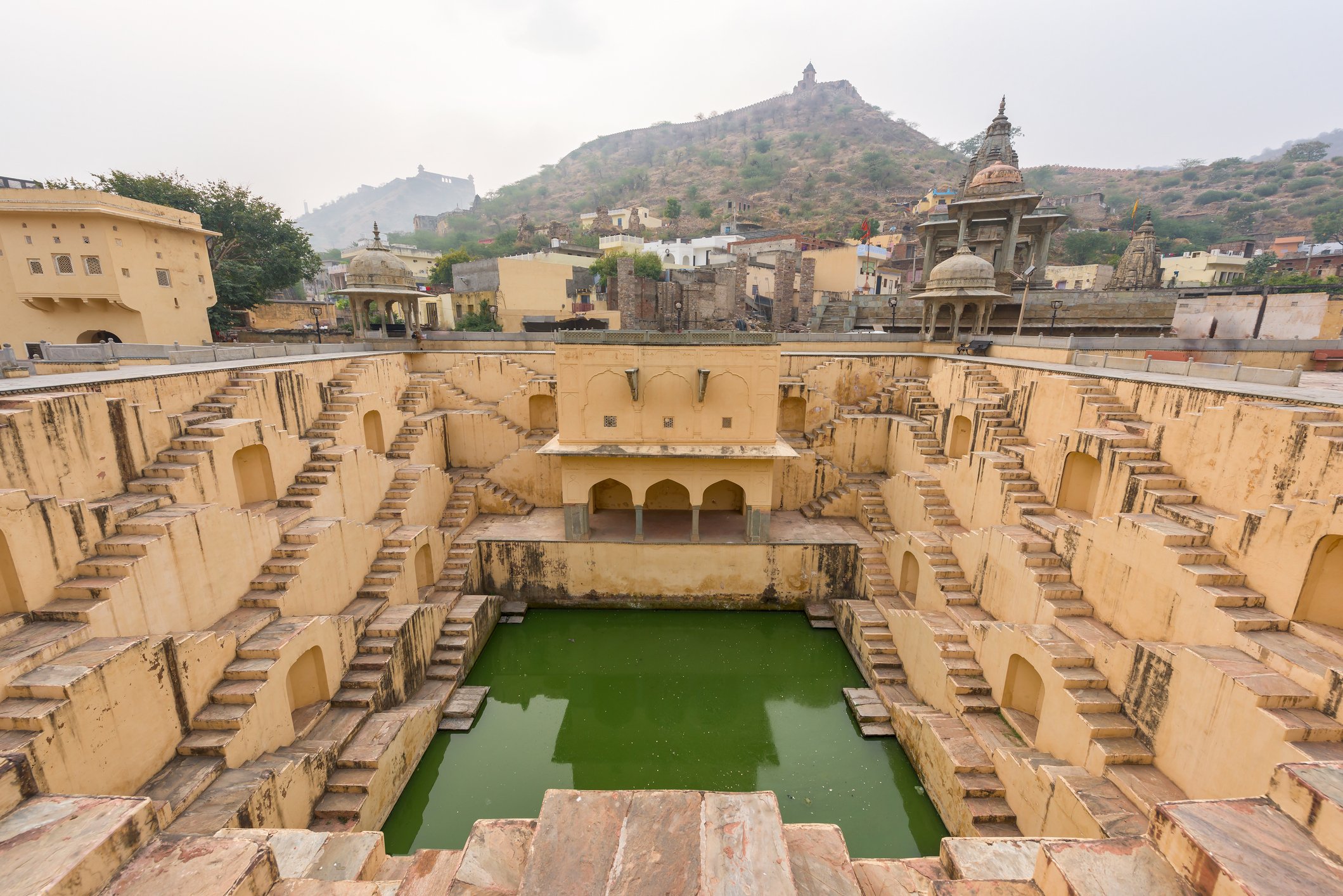Step well near Amber fort at Jaipur in the Indian state of Rajasthan, India.