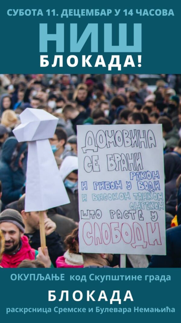 U Nišu sutra i ekološki protest i Aleksandar Vučić 2