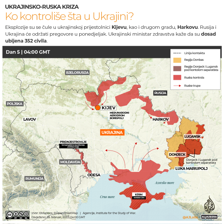 Mapa: Ko i šta kontroliše u Ukrajini 2