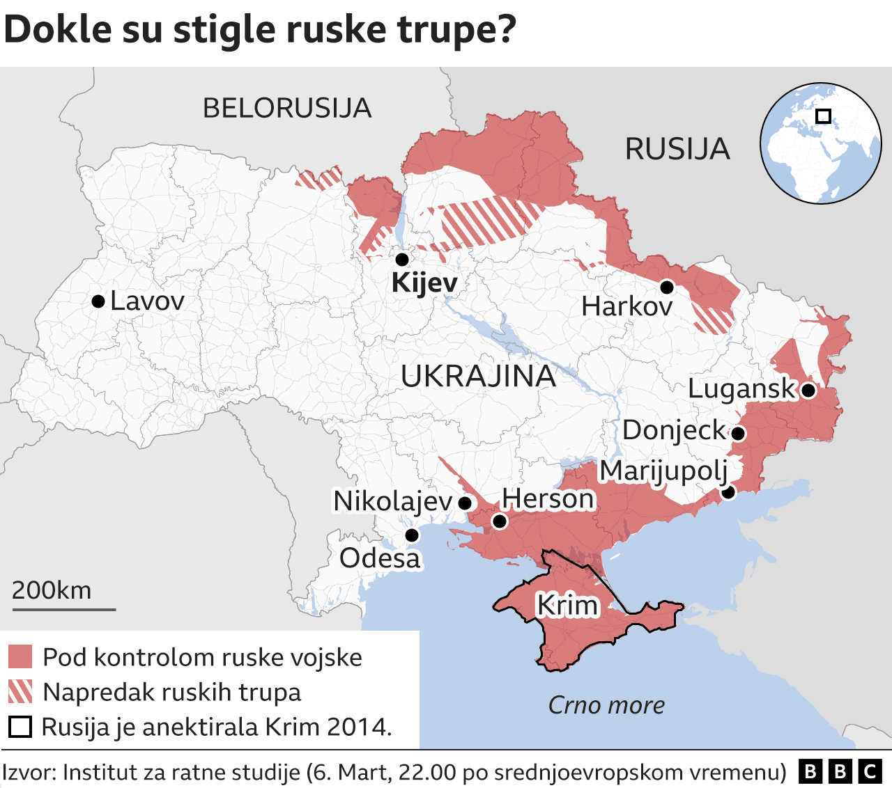Rusija i Ukrajina: Dan trinaesti - šta znamo do sada 2 Mapa