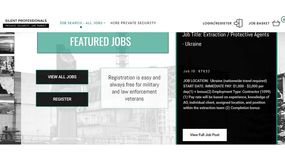 Ukrajina i Rusija: Raste potražnja za privatnim vojnim firmama - šta one rade 2 Screenshot of job ad
