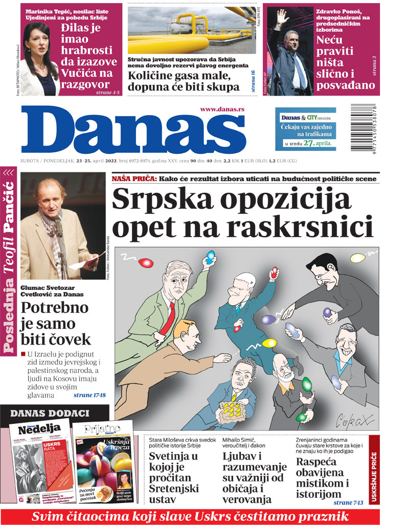 Naslovna za 23. april 2022. 1
