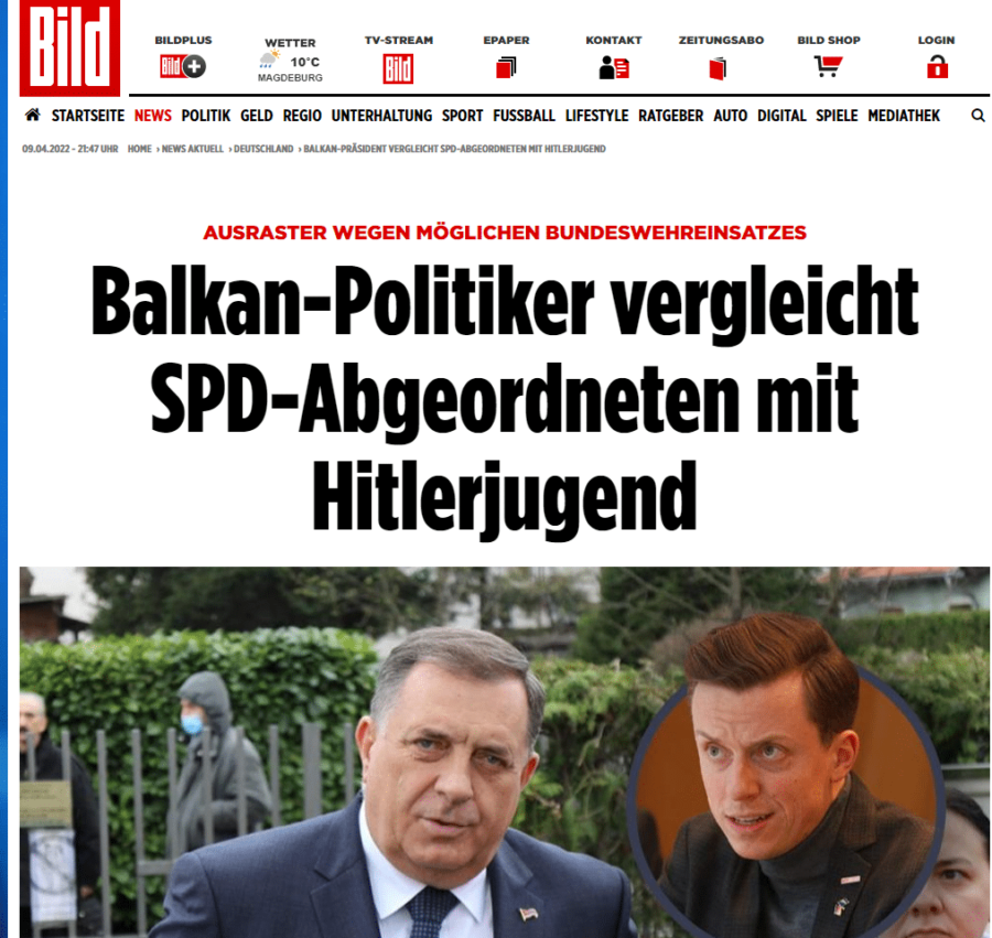 Bild: Proruski političar Dodik uporedio poslanike SDP-a sa Hitlerugendom 2