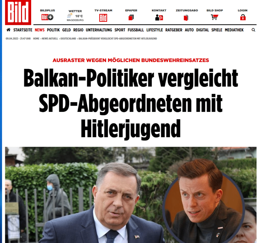 Bild: Proruski političar Dodik uporedio poslanike SDP-a sa Hitlerugendom 2 Bild: Proruski političar Dodik uporedio poslanike SDP-a sa Hitlerugendom 2