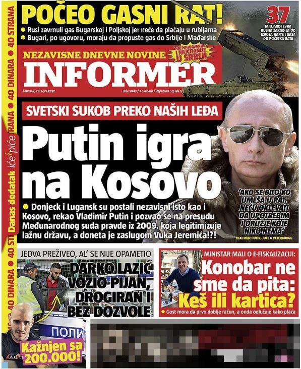 Hrvatski mediji: Putin šokirao Srbiju, tabloidi u neverici, Vučić najavio obraćanje naciji 2