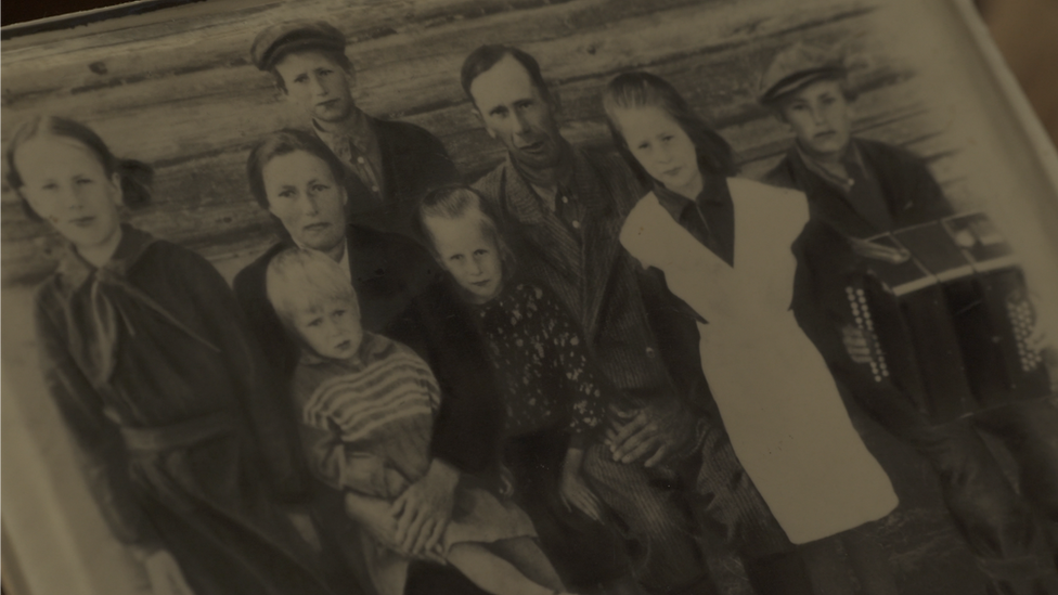 A wartime photo of a Russian family