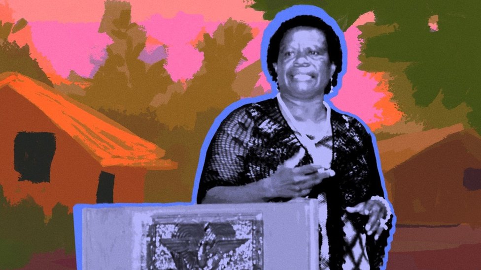 Žene i ljudska prava: Ona stavlja život na kocku da bi zaštitila druge od lova na veštice 1 Monica Paulus at a podium with an illustrated background