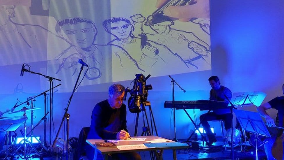 Strip autor Aleksandar Zograf: „O ratu se više može naučiti iz priča običnih ljudi, nego iz obimnih tomova istorijskih knjiga“ 4 Zograf i bend Malebolge na promociji knjige "Priče iz Drugog rata"