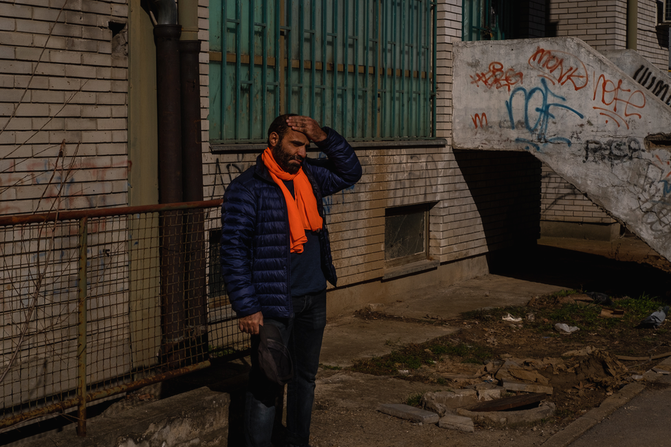 Mansoor Adayfi near his apartment in Belgrade, where he was resettled from Guantanamo in 2016.
