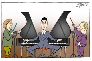 14-08-14 dirigenti U prodaji knjiga Koraksovih karikatura "Bez reči" 6