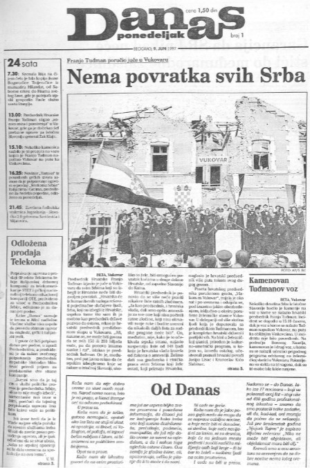 Kako su izgledali prvi brojevi "Danasa": Šokantna izjava Tuđmana, cena dinar i po i zašto je rečeno da "za sredstva zahvalimo Miloševiću" 2