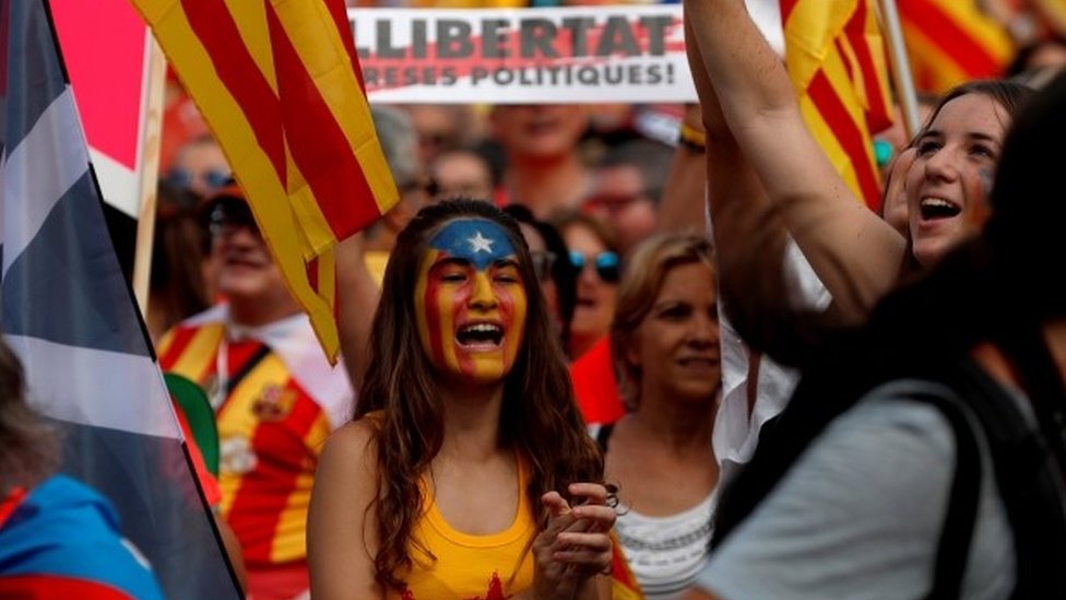 Protesters in Barcelona
