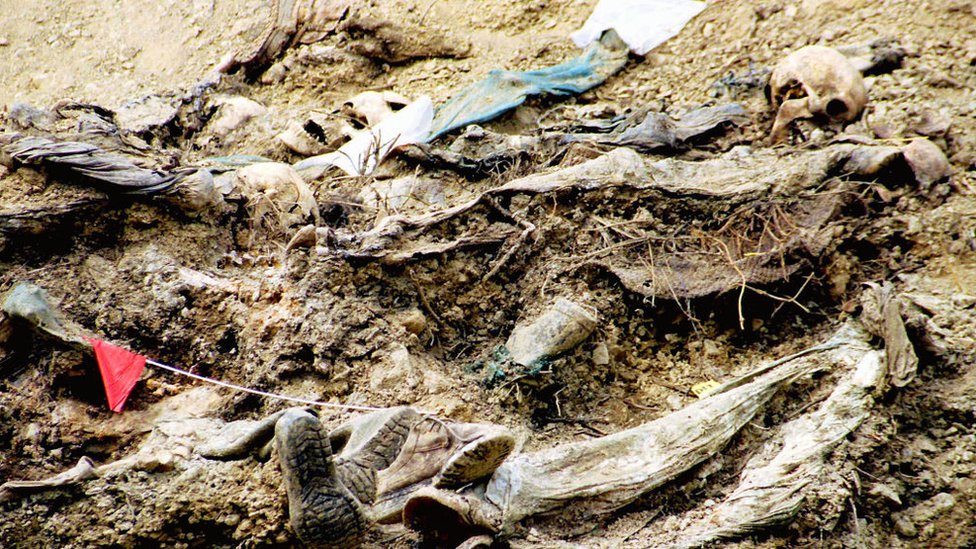 A mass grave for victims of the Srebrenica massacre