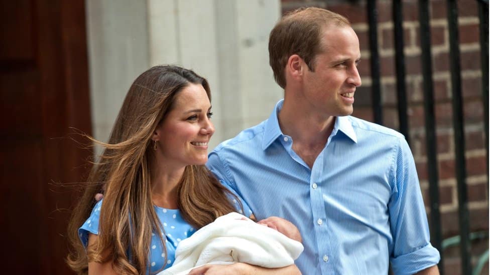 Kate and William with Prince George after he was born