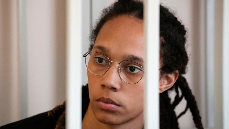 Image of Brittney Griner behind bars