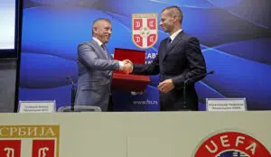 Predsednik UEFA Aleksander Čeferin i Slaviša Kokeza
