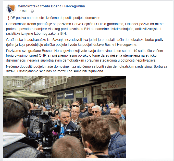 Df i SDP pozvali na masovne proteste, sutra u 19 sati ispred OHR-a 2