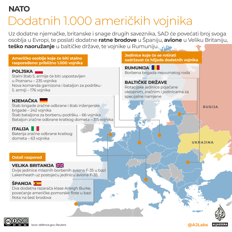 U kojim zemljama Evrope je raspoređeno na hiljade američkih vojnika? (INFOGRAFIK) 3