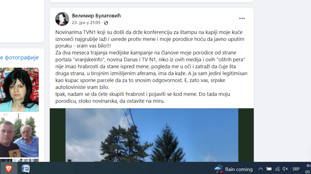 Otac narodnog poslanika iz Vranjske Banje: "Stoko novinarska, autošovinisti, lažete i vređate, sram vas bilo" 1