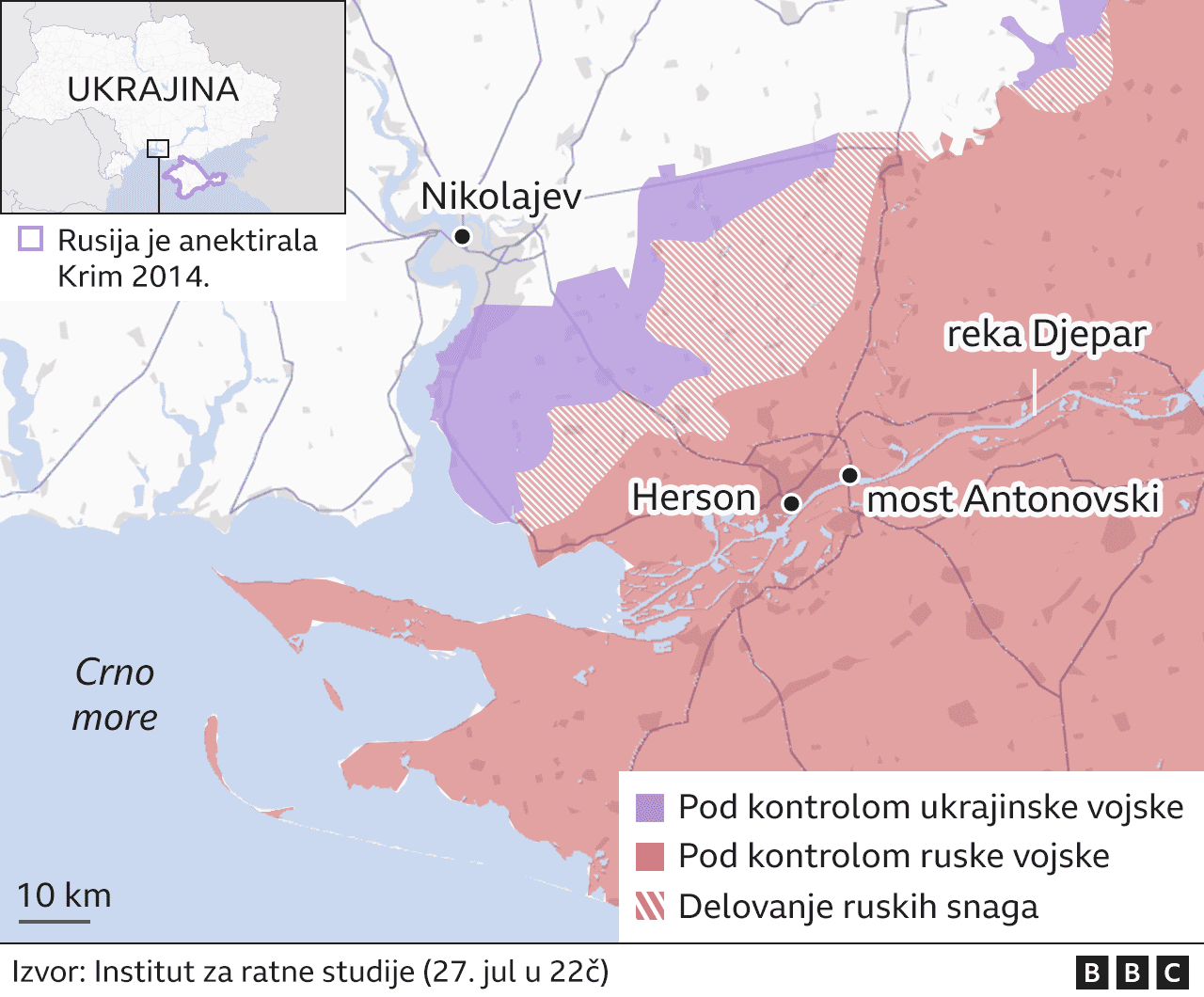 Rusija i Ukrajina: Počela obavezna evakuacija iz Donjecke oblasti, novi ruski udari na Nikolajev 2 Herson mapa