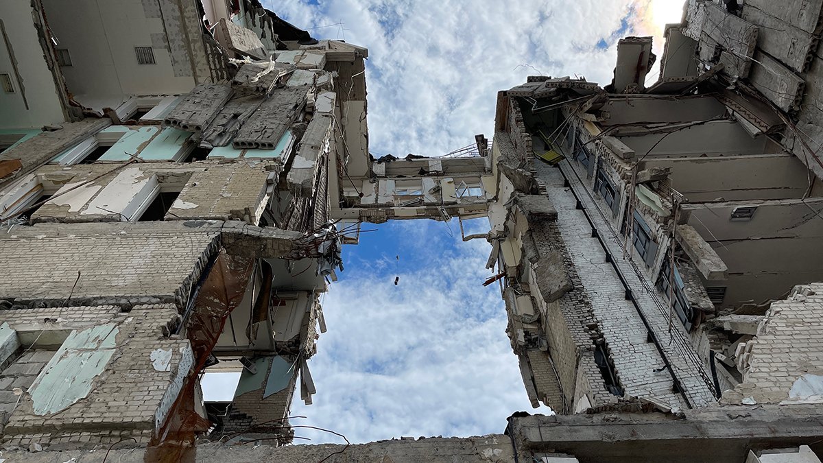 Ruined buildings in Mykolaiv