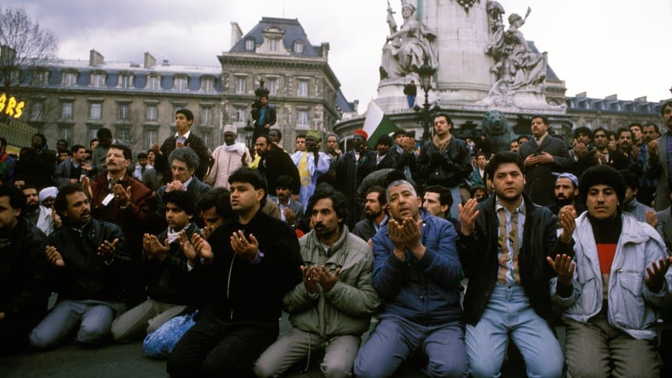 Demonstration Against Salman Rushdie's book The Satanic Verses in Paris, February 26, 1989