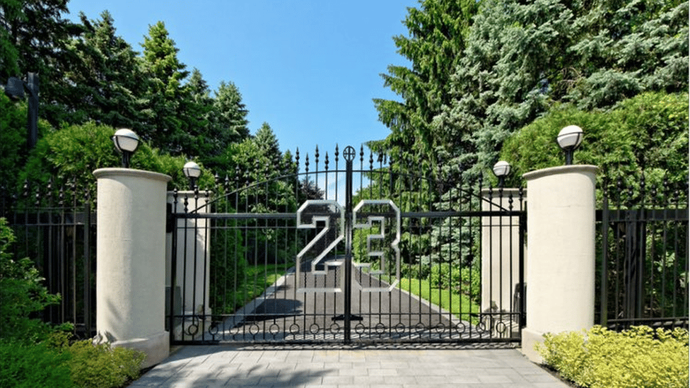 The gates of Michael Jordan's home, with the digits of '23' on them
