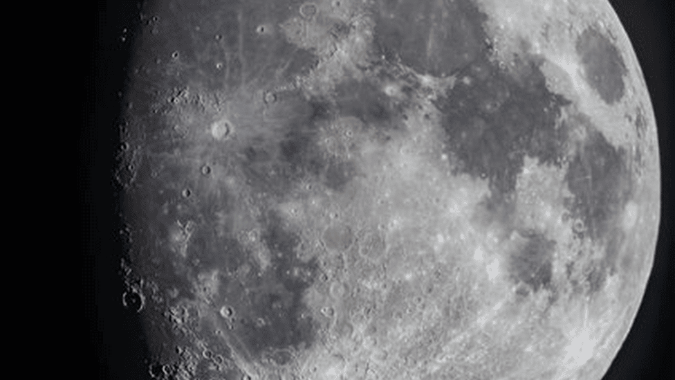 High resolution picture of the Moon, showing craters and other features