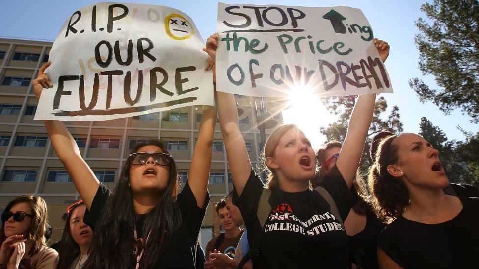 UCLA students demonstrate against a tuition hike