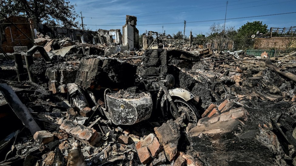 Residential houses destroyed by Russian military strike are seen, as Russia's attack on Ukraine continues, in the town of Orikhiv, Zaporizhzhia region, Ukraine August 27, 2022.