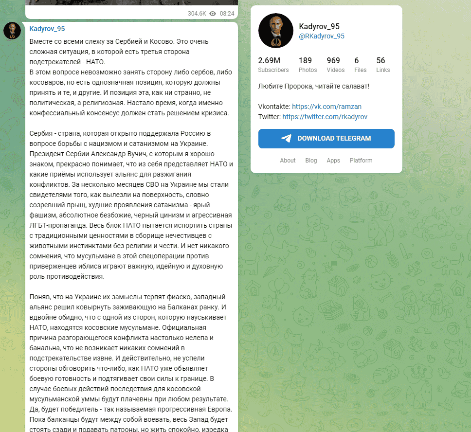 Kadirov podržao Srbiju: Vučića odlično poznajem, on je otvoreno podržao Rusiju u “borbi protiv nacizma i satanizma Ukrajine” 2