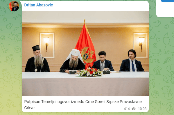Potpisan Temeljni ugovor između SPC i Crne Gore 2