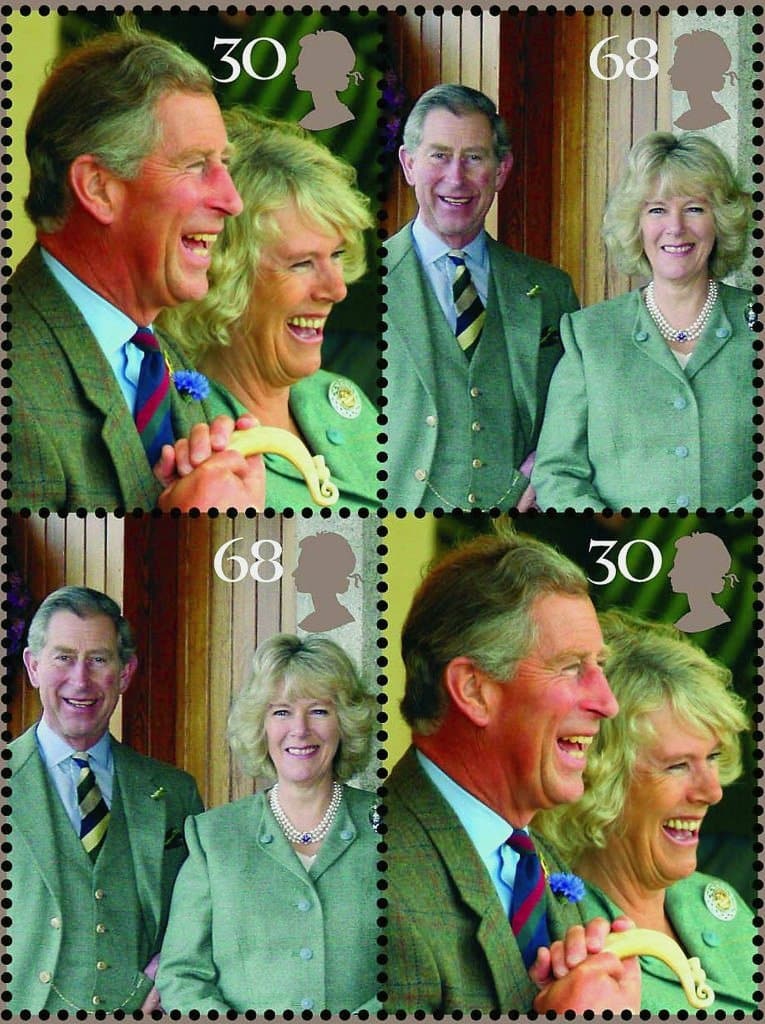 Stamps featuring HRH Prince Charles and Camila Parker Bowles