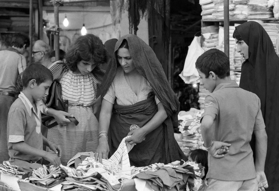 Buying clothes in a Tehran street on 26 August 1978