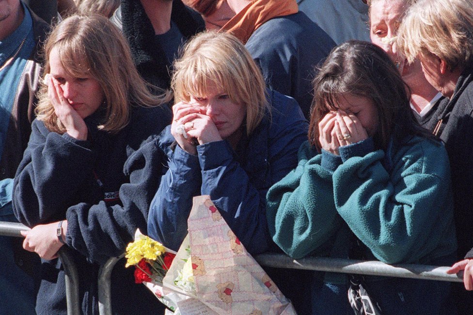 Crowds at Princess Diana's funeral