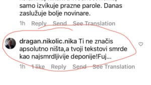 Narodni poslanik Zavetnika iz Vranja Dragan Nikolić vređao kolumnistu Danasa Alekseja Kišjuhasa na Instagram nalogu našeg portala 2