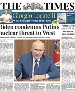 "Nećemo biti zastrašeni Putinovim nuklearnim pretnjama": Strane naslovnice nakon obraćanja naciji lidera Rusije 3