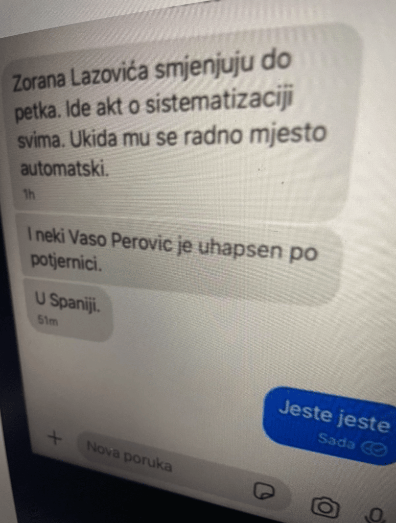„Veli mi Abazović da će sad Katnića da miču“: Ko je obaveštavao Škaljarce o smenama u policiji? 2