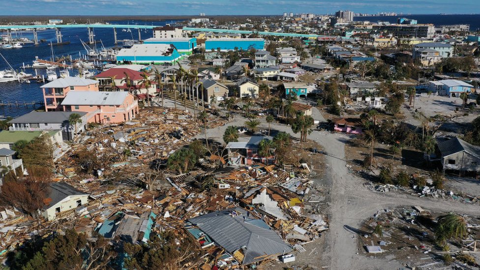Damaged areas in Fort Myers, Florida