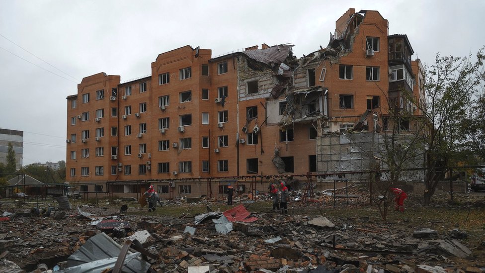 Zgrada u Nikolajevu posle ruskog granatiranja