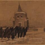 Vincent van Gogh, Begräbnis in Nuenen im Winter, Dezember 1883, Feder und Pinsel auf Velin, 158 x 255 mm, ©foto Staatliche Graphische Sammlung München