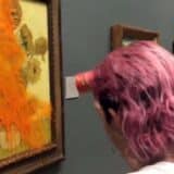Protesters throw soup onto Van Gogh painting
