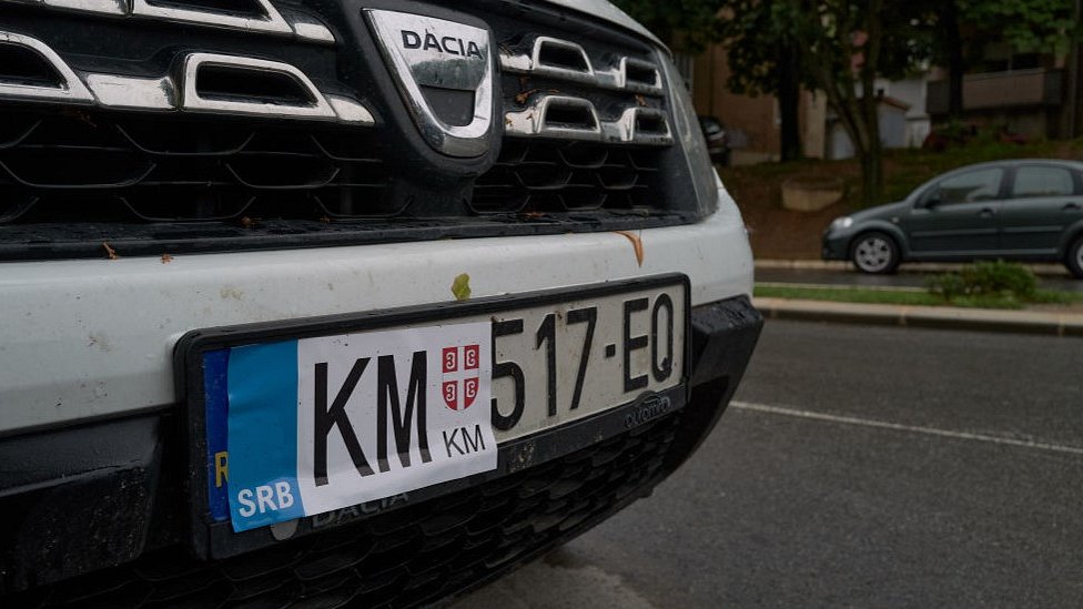 A Kosovan car with a Serbian sticker on its number plate, 2 Sep 22